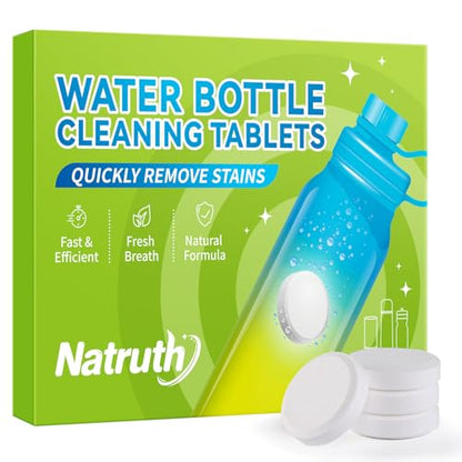 NATRUTH Water Bottle Cleaning Tablets 20 Tablets Effectively Removes Tough Stains and Odors Bottle Clean Tablet Individually Packed for All Stainless Steel, Plastics and Glass Drinking Containers - size: 20 Count (Pack of 1)