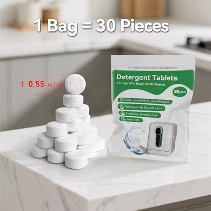 ICUIRE 150 PCS Baby Bottle Washer Detergent Tablets Compatible with Momcozy, Baby Brezza, GROWNSY for All Brands Baby Bottle Washers, Baby-Safe Bottle Washer Tablets Remove Residue Milk Film and Odors