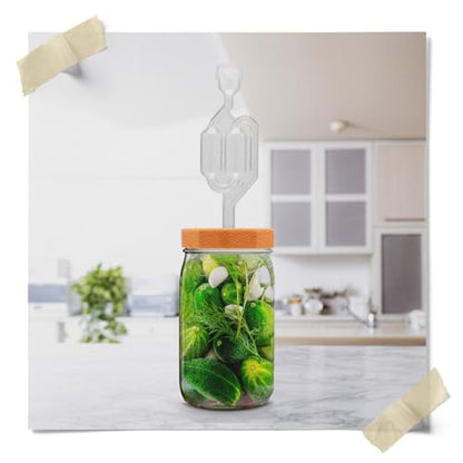 Wide Mouth Mason Jar Fermentation Lids - Turns Your Jar Into A Fermentation Vessel - Lid With Hole & Grommet For Airlock - Fits Wide Mouth Mason Jars (4 Lids & 4 S-Style Airlocks) - style: 4 Lids & 4 S-Style Airlocks