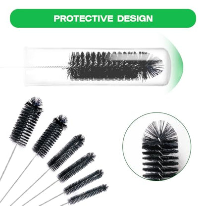 Brush Family 빨대 클리너 브러시 세트, 재사용 가능한 음료 빨대, 새 모이통, 파이프 청소용 엑스트라 롱 파이프 물병 브러시 12개, 블랙 (12피스 다양한 직경 세트) - size: 10-12 inch mixed diameters set (12pcs)