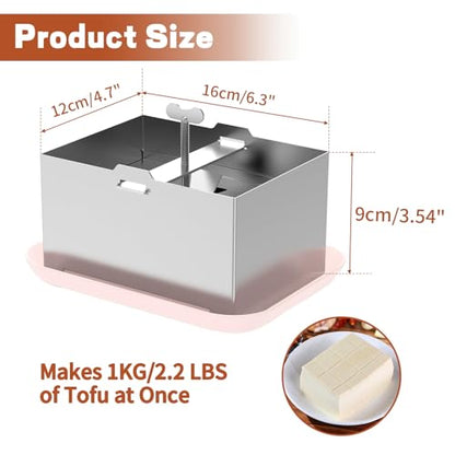 Tofu Press Stainless Steel, Paneer Maker, DIY Tofu Maker Stainless Steel with Presser Towel & Drip Tray,for 2 Pounds Firm Tofu, Cheese, Paneer, Dishwasher Safe