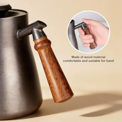 Pour-over kettle with thermometer, 850ml capacity, leak-proof one-piece 304 stainless steel gooseneck spout, food-grade easy-clean, suitable for pour-over coffee, French press, and tea. (850ml) - size: 0.9 Quarts