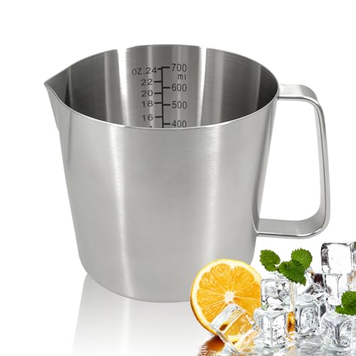 Stainless Steel Measuring Cups, 700ml 24oz Metal Measuring Cup with Handle, Dual Scale Marking (ML & OZ), Large Mouth Easy Pour, Dishwasher & Freezer Safe for Baking, Cooking, Liquid Measurement - size: 700ml (24oz)