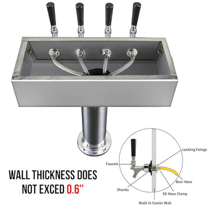 Beer Tap Faucet 1-1/2'' Shank 1/4" Nipple Shank Self-Closing Draft Faucet Kit Craft Rustproof Plated Stainless Core 2’’ 1/4 Barb Homebrew Leak-Proof Keg Tap + Cover - size: 2" Shank