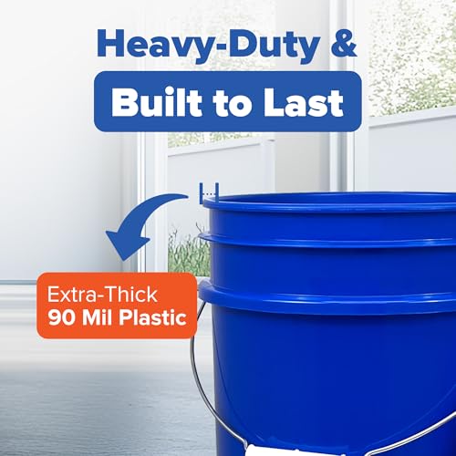 ePackageSupply 5 Gallon Plastic Bucket with Airtight Lid | Food Grade Bucket | BPA-Free | Heavy Duty 90 Mil All Purpose Pail | One 12" Rubber Mallet & One Lid Opener Included | 1 Pack - color: Blue, size: 1 Pack