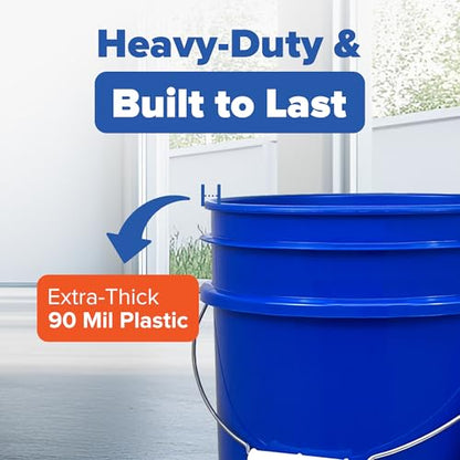 ePackageSupply 5 Gallon Plastic Bucket with Airtight Lid | Food Grade Bucket | BPA-Free | Heavy Duty 90 Mil All Purpose Pail | One 12" Rubber Mallet & One Lid Opener Included | 1 Pack - color: Blue, size: 1 Pack