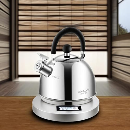 304 Stainless Steel Whistling Tea Kettle 2.1 Quart/2L, Suitable to Boiling Water & Tea on Induction Stove, Gas Stove Top - color: Silver, size: 2.1 Quarts