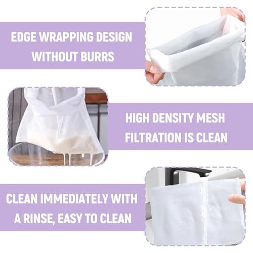 Reusable Nylon Mesh Filter Bags, White, 5.9 x 7.9 Inch, 5 Pack, High Density Drawstring Bags for Fish Tank Media, Aquarium Carbon Filter
