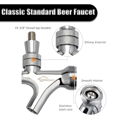 FERRODAY Stainless Steel Core Ball Lock Beer Faucet, Self-Closing Beer Tap with Ball Lock Quick Disconnect Set, Beer Keg Tap Ball Lock Tap Party Picnic Corny Keg Tap for Homebrew