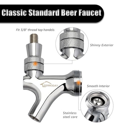 FERRODAY Stainless Steel Core Ball Lock Beer Faucet, Self-Closing Beer Tap with Ball Lock Quick Disconnect Set, Beer Keg Tap Ball Lock Tap Party Picnic Corny Keg Tap for Homebrew