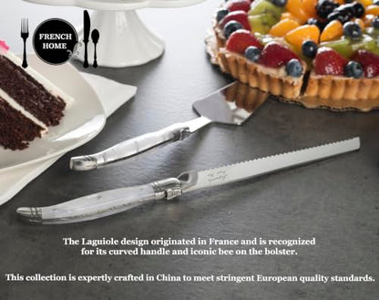 French Home Laguiole Connoisseur 4-Piece Pearl White Steak Knife Set - color: Pearl White