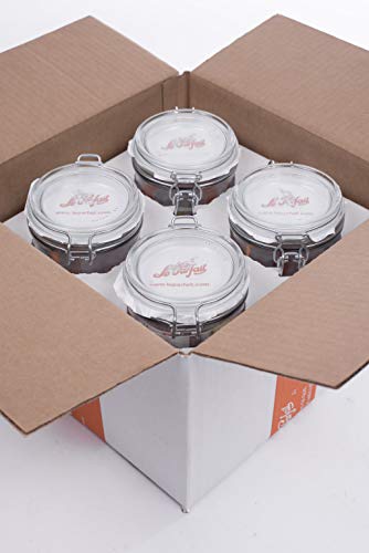 Le Parfait Super Terrine 750mL (24oz) Zero Waste Eco-Friendly Glass Canning Jars, Airtight Rubber Seal & Wire Bail Lid, BPA-Free, Water Bath Safe for Food Storage & Preserving, Made in France, 4PK - color: 750ml (Set/4)
