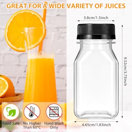 Gerrii 75 Pcs 4 oz Plastic Juice Bottles with Lid Small Reusable Clear Bottles with Caps Containers Bulk, Freezer Safe, Leakproof for Milk Smoothies Drinking Fridge (Black) - color: Black