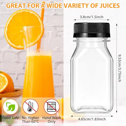 Gerrii 75 Pcs 4 oz Plastic Juice Bottles with Lid Small Reusable Clear Bottles with Caps Containers Bulk, Freezer Safe, Leakproof for Milk Smoothies Drinking Fridge (Black) - color: Black
