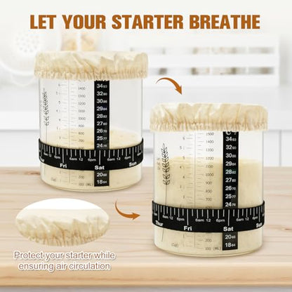 50oz Sourdough Starter Jar Kit, Wide Mouth Sourdough Starter Container for Perfect Sour Dough Bread, Extra-Large Capacity Sourdough Jar, Sourdough Kit(2 Pack) - size: Set of 2 & 2 spoons