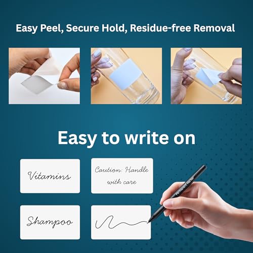 Blank Waterproof Label Stickers, Medium White Write-On Polypropylene Labels with Strong Permanent Adhesive, 70mm x 40mm (2.8” x 1.6”) 500/Roll, for Bottles, Storage Bins, Pantry & Cleaning Supplies - size: Medium