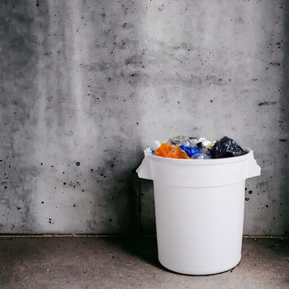 PRO&Family Commercial Round Trash Can, Ingredient Bin, Heavy-Duty Plastic, Anti-Static, Kitchen, Office, Outdoor Use (White, 20 Gallon) - color: White, size: 20 Gallon