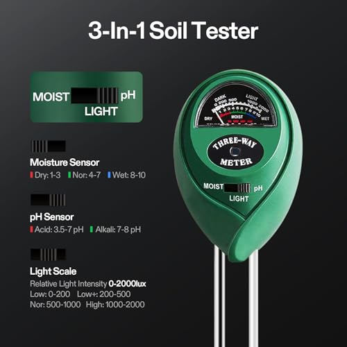 VIVOSUN Digital pH Meter, 3-in-1 TDS/EC/Temperature Meter, 3-in-1 Soil Moisture/pH/Light Tester Combo for Home, Garden and Hydroponics, Yellow-Blue-Green - color: Yellow, green, blue