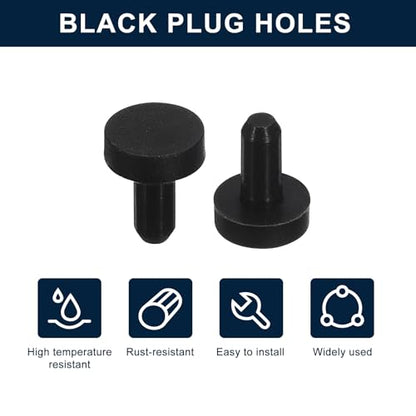 uxcell 32 Pieces Black Rubber Stopper, 3mm Plug Holes for 2.5-2.8mm/0.1-0.11" Hole - size: 2.5-2.8 mm