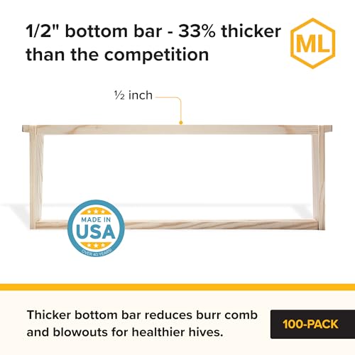 Mann Lake 6 1/4" Deep Unassembled Beekeeping Frames, Groove Top and Bottom, No Holes in Endbars, Designed for High Precision and Durability, Compatible with All Uncappers, 100 Pack, Made in the USA - size: 6-1/4-Inch