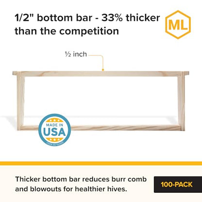 Mann Lake 6 1/4" Deep Unassembled Beekeeping Frames, Groove Top and Bottom, No Holes in Endbars, Designed for High Precision and Durability, Compatible with All Uncappers, 100 Pack, Made in the USA - size: 6-1/4-Inch