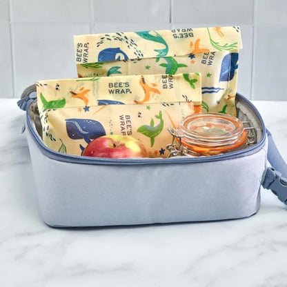 Bee's Wrap Beeswax Wraps for Food - 2 Pack of Assorted Beeswax Wraps - Snack Bag & Sandwich Wrap - Plastic Free Made in USA Reusable Natural Food Wrap - Under The Sea - style: Under The Sea