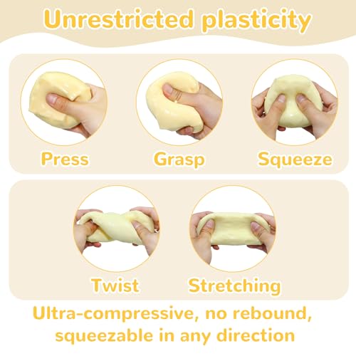 2Pcs Cheese Squishy Skin Stress Ball Making Kit - Easy Handmade Sensory Squishy Toys | Includes 2 Cheese-Shaped TPR Skins and 3.5 oz Filler; ASMR Craft Anxiety Relief Slow-Rising Cheese Squishies