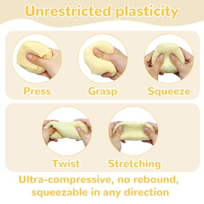 2Pcs Cheese Squishy Skin Stress Ball Making Kit - Easy Handmade Sensory Squishy Toys | Includes 2 Cheese-Shaped TPR Skins and 3.5 oz Filler; ASMR Craft Anxiety Relief Slow-Rising Cheese Squishies