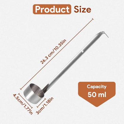 Wine Measuring Spoon Stainless Steel Wine Ladle Wine Dipper Spoon Beer Pouring Measure Spoon with Hook Ladle 25ML/50ML/125ML/250ML/500ML Kitchen Tools(50ML) - size: 50ML