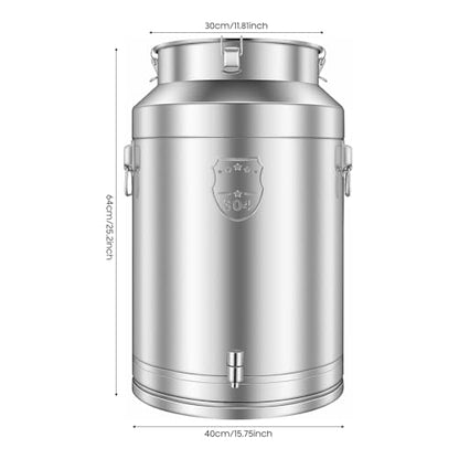 Stainless Steel Milk Can, 76L/20.1Gal Metal Drink Dispenser Airtight Canister with Faucet & Lid, Wine Oil Beverage Storage Container for Kitchen Restaurant Party, W15.8*H25.2in - size: 76L/20.1Gal w/Faucet