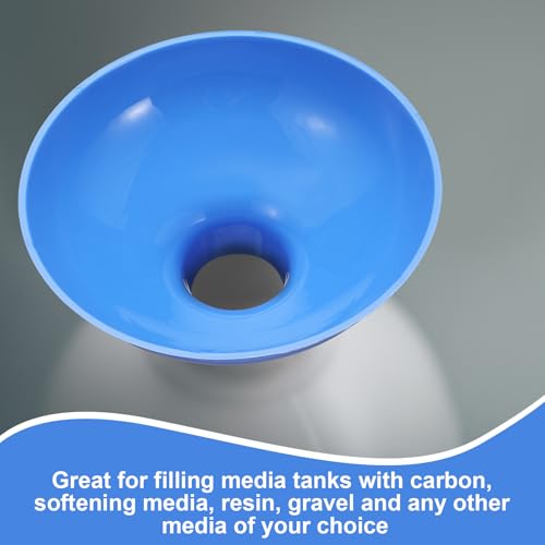 Vesici Extra Large Wide Mouth Funnel 2.5" x 10" Multi Purpose Filling Funnel Plastic Reusable for Water Softener Resin Tanks Carbon Media Jar Filling Use (Blue,2 Pack) - color: Blue
