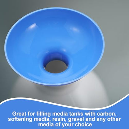 Vesici Extra Large Wide Mouth Funnel 2.5" x 10" Multi Purpose Filling Funnel Plastic Reusable for Water Softener Resin Tanks Carbon Media Jar Filling Use (Blue,2 Pack) - color: Blue