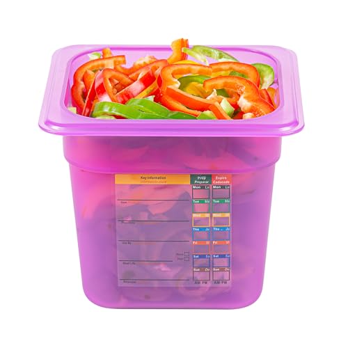 Restaurantware Food Storage Container 1 Pack of 2.3 qt Plastic Stackable Microwave-Safe Bin Dishwasher Safe Freezer Safe Purple Containers for Kitchen Storage - size: 1/6 Size