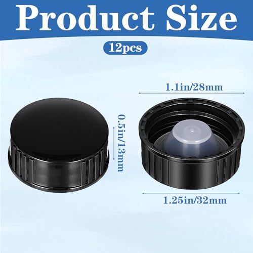 12 Pack 28mm Bottle Caps Growler Caps, Resin Black Seal Screw Cap Beer Bottle Cap Compatible fo Glass Jugs Replacement, Food, Cosmetics Bottles