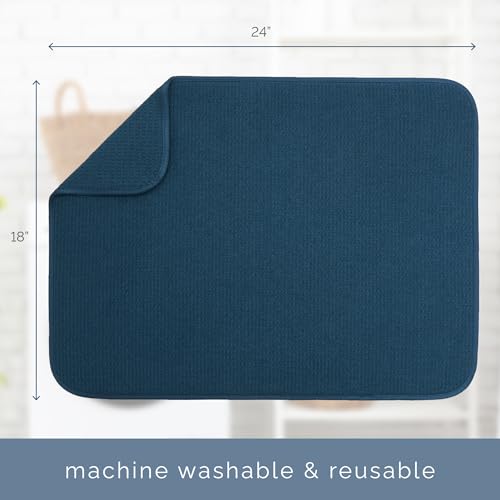 S&T INC. Dish Drying Mat XL, 18” x 24”, Absorbent Microfiber Kitchen Counter Mat, Dish Drying Pad for Dishes, Utensils, Pots and Pans, Extra Large, Navy - size: 18" x 24"
