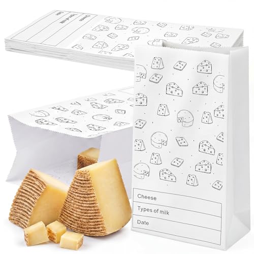 MotiMind 15 Count Cheese Storage Bags for Refrigerator, 10.6 x 6 Inch Cheese Paper Bags for Sandwiches, Wrapping and Food Container (White) - color: White
