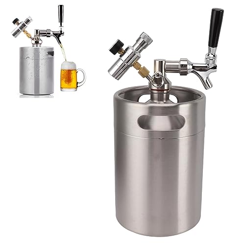 5L/170Oz Mini Keg Growler 150PSI Pressure Regulator Portable Pressurized Stainless Steel Home Keg System Kit Mini Keg Dispenser for Homebrew, Craft and Draft Beer