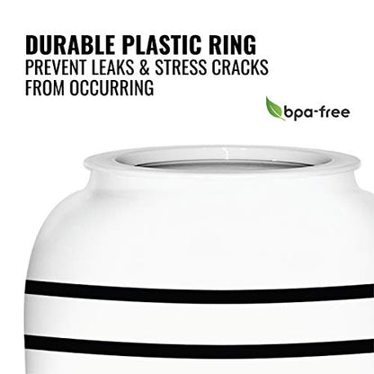Geo Sports Bottles Geo Sports Porcelain Ceramic Crock Water Dispenser, Stainless Steel Faucet, Valve and Lid Included. Fits 3 to 5 Gallon Jugs. BPA Free (Black Stripe) - color: Black Stripes