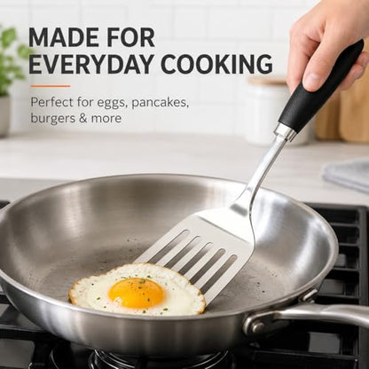Stainless Steel Slotted Turner Spatula, Metal Spatula for Cast Iron & Stainless Steel Pans, Thin Edge Kitchen Turner for Eggs, Pancakes, Burgers, Dishwasher Safe - color: A-Turner Spatula