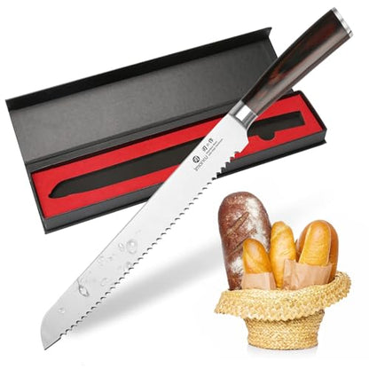 imarku Bread Knife, German High Carbon Stainless Steel Professional Grade Bread Slicing Knife, 10-Inch Serrated Edge Cake Knife, Bread Cutter for Homemade Crusty Bread, Birthday Gift - color: Dark Brown