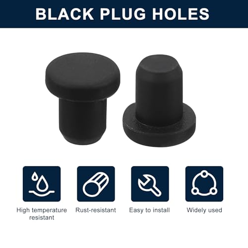 uxcell 32 Pieces Black Rubber Stopper, 5.5mm Plug Holes for 5-5.3mm/0.2-0.21" Hole - size: 5-5.3 mm