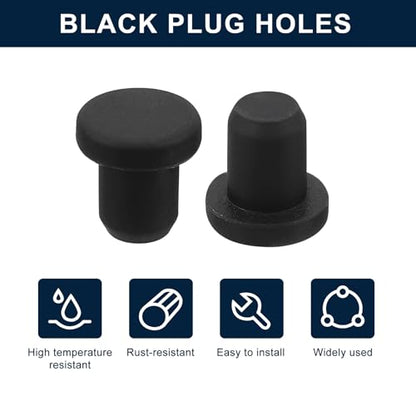 uxcell 32 Pieces Black Rubber Stopper, 5.5mm Plug Holes for 5-5.3mm/0.2-0.21" Hole - size: 5-5.3 mm