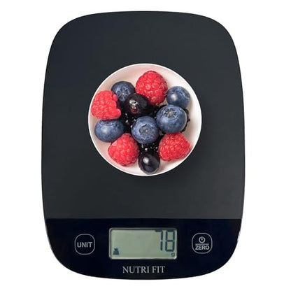NUTRI FIT Food Scale for Kitchen Scales Digital Weight Grams and Ounces, Baking Scale Accurate for Weight Loss, Cooking, Coffee, Keto Diet, Meal Prep, 0.1oz Ultra Slim Smart Tare Black - color: Carbon Black