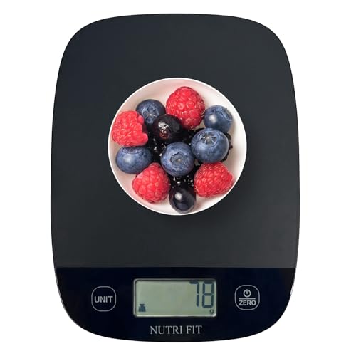 NUTRI FIT Food Scale for Kitchen Scales Digital Weight Grams and Ounces, Baking Scale Accurate for Weight Loss, Cooking, Coffee, Keto Diet, Meal Prep, 0.1oz Ultra Slim Smart Tare Black - color: Carbon Black