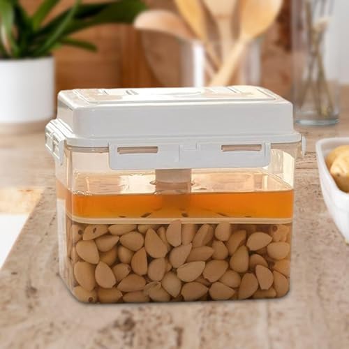 Kimchi Fermentation Container with Press Plate and Airtight Lid, 4L PP Leakproof Pickle Jar for Sauerkraut and Refrigerator Storage
