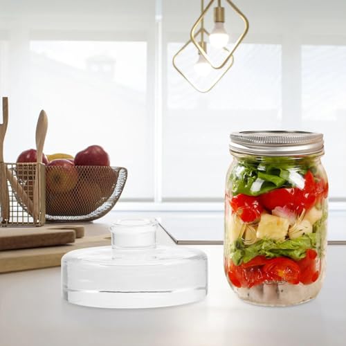 2 Pcs Fermentation Glass Weights for Wide Mouth Jars - Pickle Bottles with Sealing Lids for Efficient Fermenting - Durable, Transparent Fermenting Lids and Weights for Sauerkraut, Kimchi