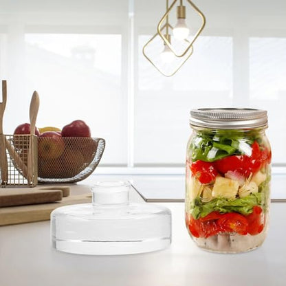 2 Pcs Fermentation Glass Weights for Wide Mouth Jars - Pickle Bottles with Sealing Lids for Efficient Fermenting - Durable, Transparent Fermenting Lids and Weights for Sauerkraut, Kimchi