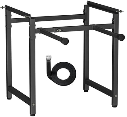 Mondazie Adjustable Metal Bee Hive Stand with Detachable Beehive Frame Holder for 8 & 10 Frame, 12 to 19 Inches Width Flow Hives Stand with 120-Inches Strap, Flowhive Stands Base for Beekeeping, Black - color: Black - With Frame Holder