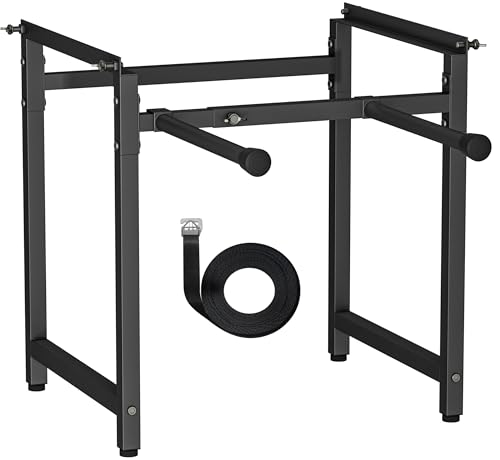 Mondazie Adjustable Metal Bee Hive Stand with Detachable Beehive Frame Holder for 8 & 10 Frame, 12 to 19 Inches Width Flow Hives Stand with 120-Inches Strap, Flowhive Stands Base for Beekeeping, Black - color: Black - With Frame Holder