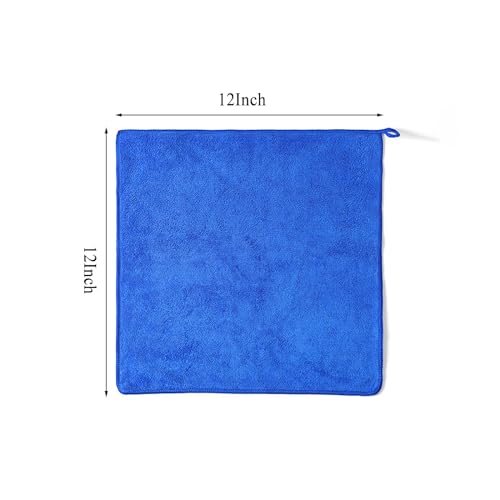 Microfiber Cloth 6Pack Cleaning Rags Absorbant Lint Free Cloth for House, Kitchen, Car, Glass, Stainless Steel, Window, Boat Cleaner-12''x 12''-Blue - color: Blue